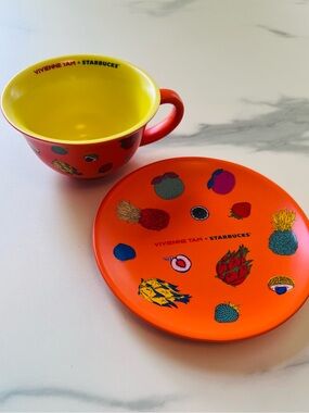 Archival Vivienne Tam x Starbucks Fruit Pattern Cappuccino Cup and Plate - RARE
